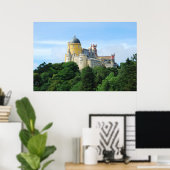 Farbenfroher Palast von Pena Landschaftsblick in S Poster (Heimbüro)