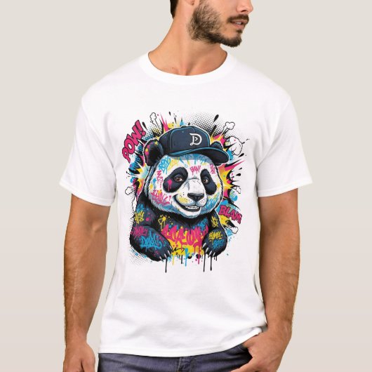 Farbenfroher Panda T-Shirt (Vorderseite)