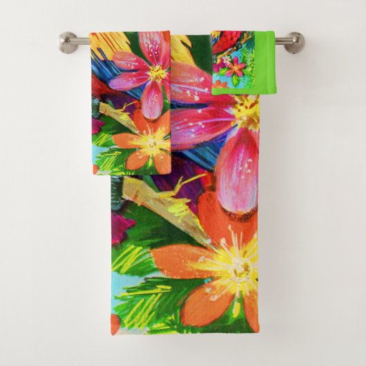 farbenfroher Papagei Badhandtuch Set (Insitu)