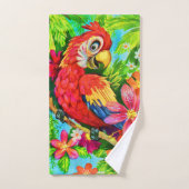 farbenfroher Papagei Badhandtuch Set (Handtuch)