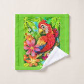 farbenfroher Papagei Badhandtuch Set (Waschlappen)