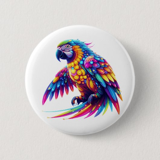 Farbenfroher Papagei Button (Vorderseite)