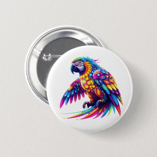 Farbenfroher Papagei Button (Vorne & Hinten)