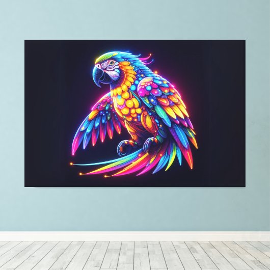 Farbenfroher Papagei Leinwanddruck (Insitu (Holzboden))