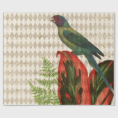 Farbenfroher Papagei mit roten Blätter Geschenkpapier (Flach)