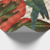 Farbenfroher Papagei mit roten Blätter Geschenkpapier (Ecke)