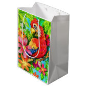 farbenfroher Papagei Mittlere Geschenktüte (Rückseite Schrägansicht)