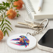 Farbenfroher Papagei Schlüsselanhänger (Vorderseite rechts)