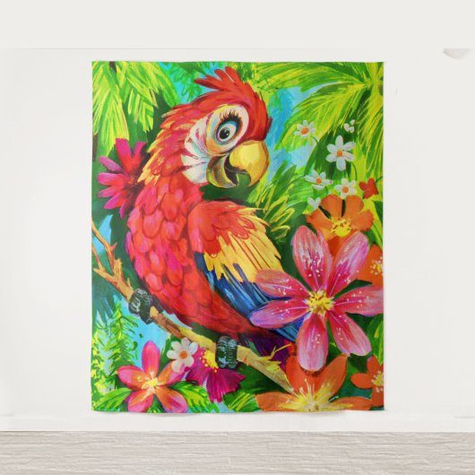farbenfroher Papagei Wandteppich (Vorderseite)