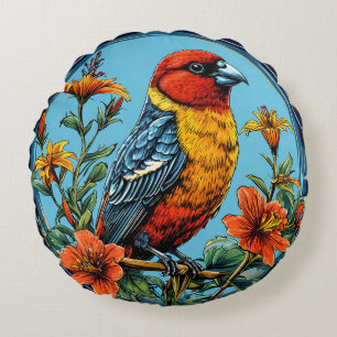 Farbenfroher Papageienkreuzschnabel Vogel Wildlife Rundes Kissen