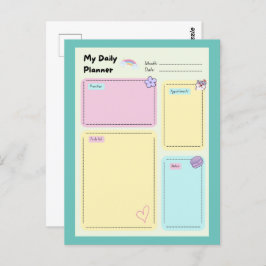 Farbenfroher Pastel Kawaii Niedlicher Tagesplaner Postkarte