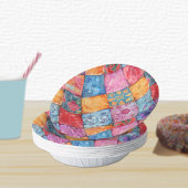 Farbenfroher Patchwork-Druck Monogramm Pappteller