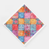 Farbenfroher Patchwork-Druck Monogramm Serviette (Ecke)