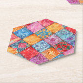 Farbenfroher Patchwork-Druck Monogramm Untersetzer (angewinkelt)