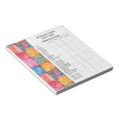 Farbenfroher Patchwork-Druck Yahtzee-Abend Notizblock (angewinkelt)