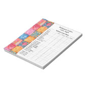 Farbenfroher Patchwork-Druck Yahtzee-Abend Notizblock (Rotiert)