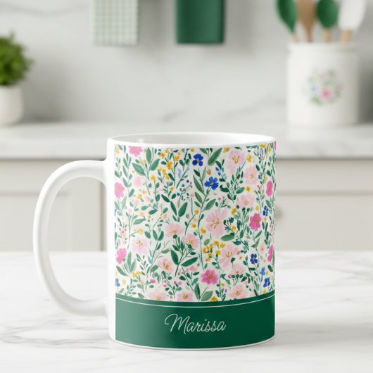 Farbenfroher personalisierter Blumenbecher Kaffeetasse
