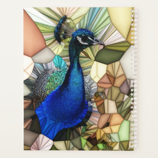 Farbenfroher Pfauenmosaikplaner Planer (Rückseite)