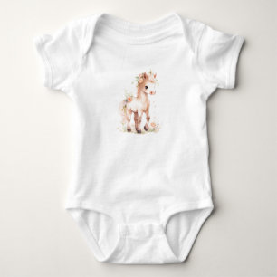 Farbenfroher Pferdefohlen mit Blume Baby Strampler