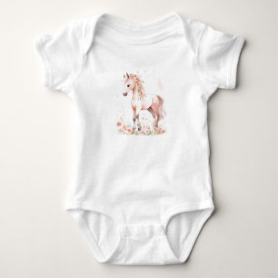 Farbenfroher Pferdefohlen mit Blume Baby Strampler