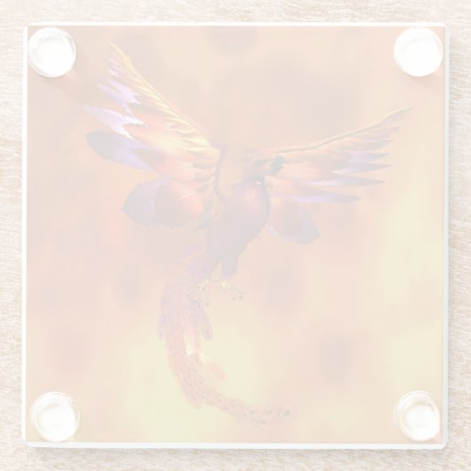Farbenfroher Phönix fliegt vor einem frischen Hint Glasuntersetzer (Rückseite)