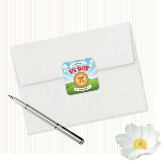 farbenfroher Pi Day Quadratischer Aufkleber