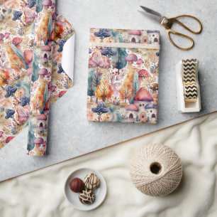 Farbenfroher Pilzwald I Faible Tale Kinder Geschenkpapier