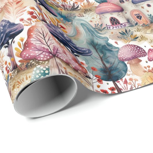 Farbenfroher Pilzwald I Faible Tale Kinder Geschenkpapier (Rolleneckpunkt)