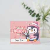 Farbenfroher Pinguin Valentinstag Postkarte (Stehend Vorderseite)