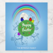 Farbenfroher Planet Weißes Kaninchen Happy Oaster Weinetikett (Einzelnes Label)