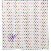 Farbenfroher Polka-Dot mit Monogram-Duschvorhang Duschvorhang (Vorderseite)