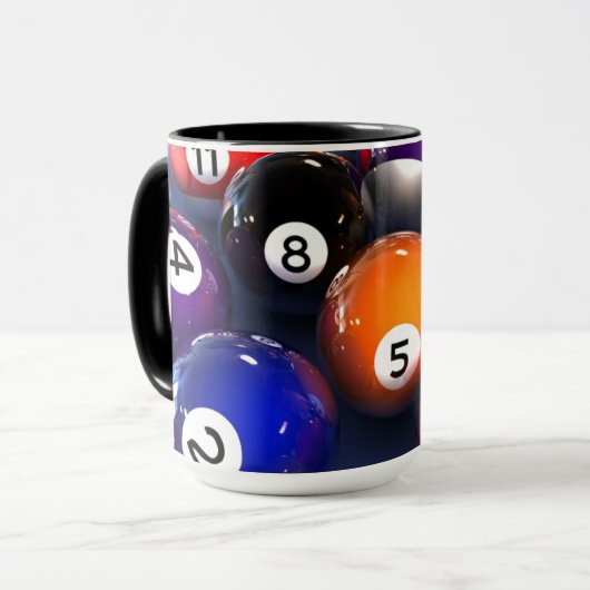 Farbenfroher Pool Lover Billiard Balls Tasse (Vorderseite Links)