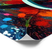 Farbenfroher Pop Art Boxer Dog Aquamarin Blaue Hun Poster (Ecke)