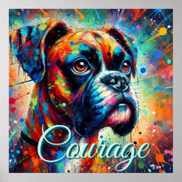 Farbenfroher Pop Art Boxer Dog Aquamarin Blaue Hun Poster