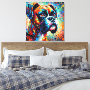 Farbenfroher Pop Art Boxer Hunde Aquamarine blaue  Leinwanddruck