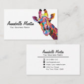 Farbenfroher Pop Art Giraffe Visitenkarte (Vorne/Hinten)