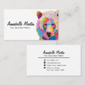 Farbenfroher Pop Art Grizzy Bär Visitenkarte (Vorne/Hinten)