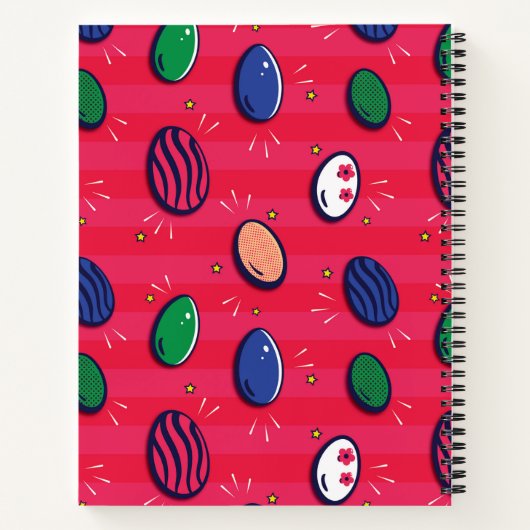 Farbenfroher Pop Art Ostereier Muster Notizblock (Rückseite)