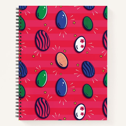 Farbenfroher Pop Art Ostereier Muster Notizblock (Vorderseite)
