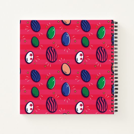 Farbenfroher Pop Art Ostereier Muster Notizblock (Rückseite)