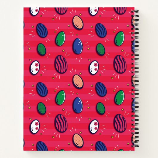 Farbenfroher Pop Art Ostereier Muster Notizblock (Rückseite)
