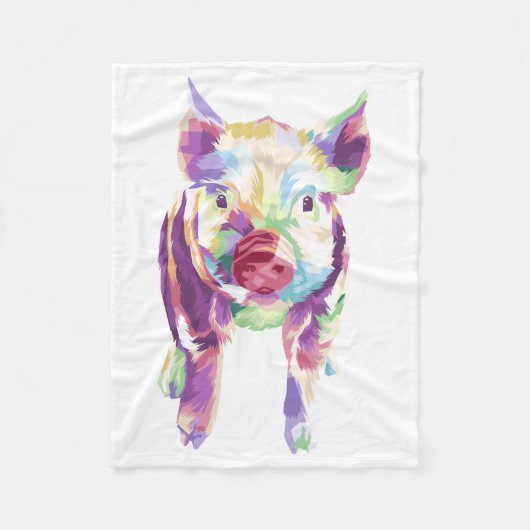 Farbenfroher Pop Art Pig Fleece Blankon (Vorderseite)