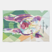 Farbenfroher Pop Art Pig Personalisierte Küche Han Geschirrtuch (Horizontal)