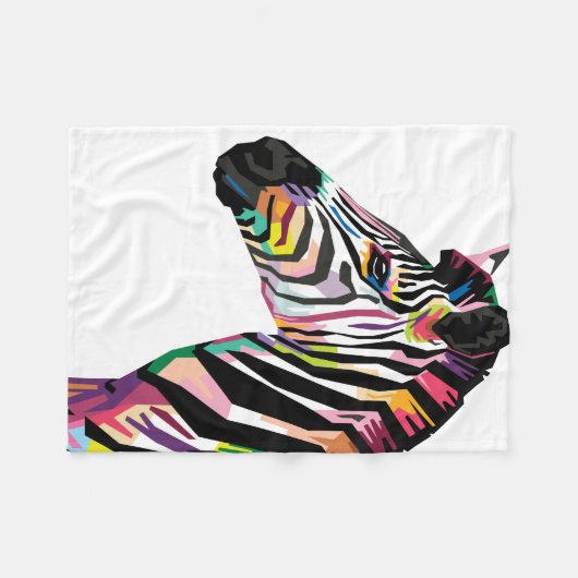 Farbenfroher Pop Art Zebra Fleecedecke (Vorderseite (Horizontal))