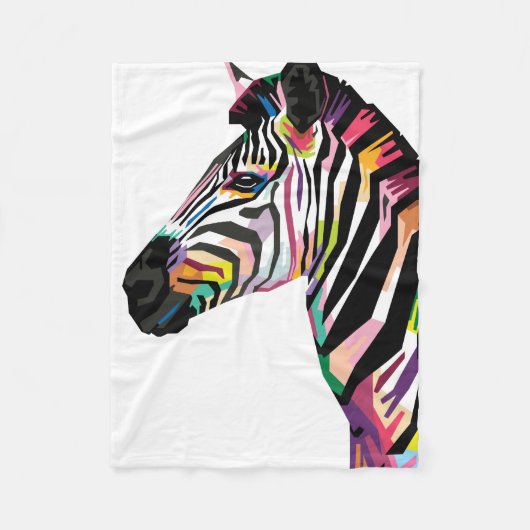 Farbenfroher Pop Art Zebra Fleecedecke (Vorderseite)
