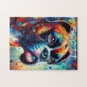 Farbenfroher Pop Boxer Dog Personalisiert Aquamari Puzzle (Horizontal)