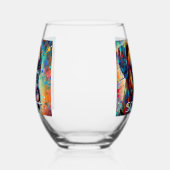 Farbenfroher Pop Boxer Dog Personalisiert Aquamari Weinglas Ohne Stiel (Links)