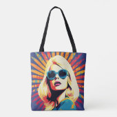 Farbenfroher Pop Coole Frau Tasche (Rückseite)