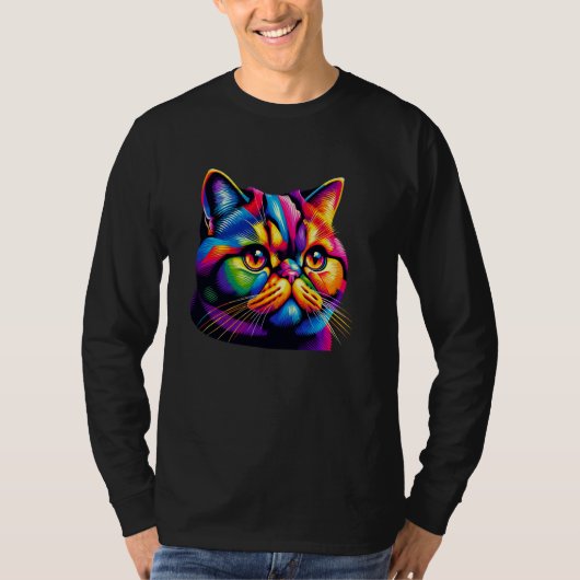 Farbenfroher Pop Exotische Kurzhaar Kurzhaarschart T-Shirt (Vorderseite)
