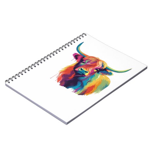 Farbenfroher Pop Hoch über der Kuh Klassischer T - Notizblock (Linke Seite)